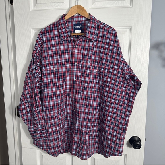Wrangler 3X men's plaid button down, pearl snaps, cotton blend, western, fall - Picture 1 of 10